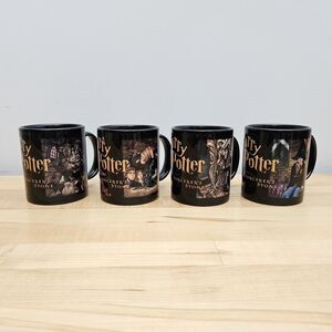 SET OF 4 Harry Potter and the Sorcerer's Stone Coffee Mug 2000 Warner Bros VTG